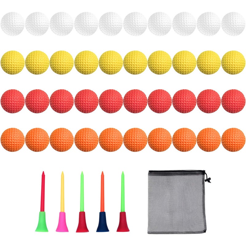 Bac-kitchen 40 Pack Foam Golf Practice Balls - Realistic Feel and Limited Flight Training Balls for Indoor or Outdoor - with 10 Golf Ball Tees - Image 1